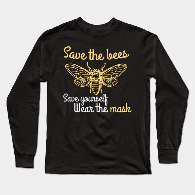 Save the bees, save yourself, wear the mask Long Sleeve T-Shirt by CokeyPanda